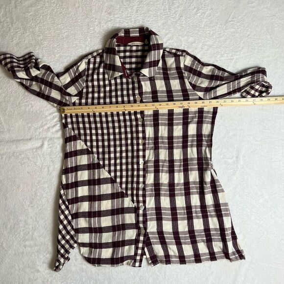 Soft Surroundings Women’s Plaid Blouse Size XL Burgundy Purple Cottage Cabincore - Picture 5 of 7
